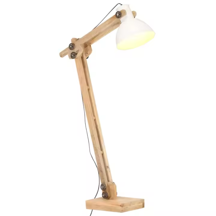 vidaXL Madera Maciza de Mango Lámpara de Pie E27 Industrial Iluminación Color Multicolor,  Blanco, y mas - 1