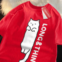 Camiseta De Estilo Japonés Para Hombre Con Gato Delgado Y Blanco Manga Corta Transpirable Verano Moda Algodón Suave Y Cómodo - details 11