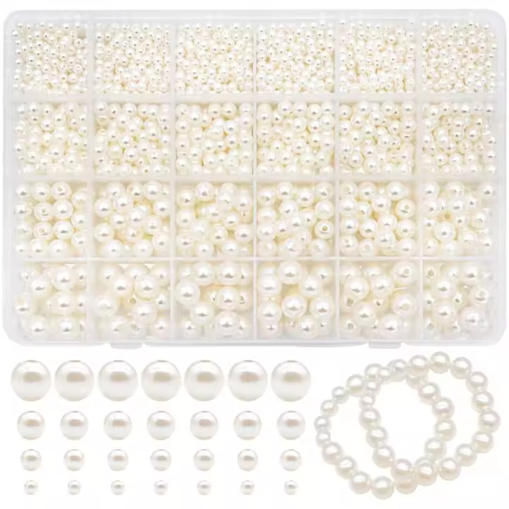 Kit De Perlas Acrílicas Para La Creación De Joyas 1890pcs Con Caja Regalo Para Pulseras De Encanto Y Collares DIY Tamaños 4mm 6mm 8mm 10mm - 1
