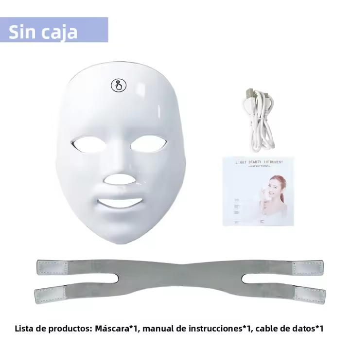 Máscara Facial LED USB Carga 7 Colores Terapia Fotónica Belleza Anti-Edad Rejuvenecimiento Piel Levantamiento Blanqueamiento Cuidado De La Piel - 1