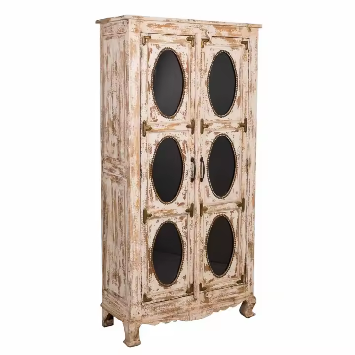 WANDERLUST DECO Vitrina de Madera Artesanal 91x40x183 Cm - Puertas de Vidrio - Elegante y Funcional - 1