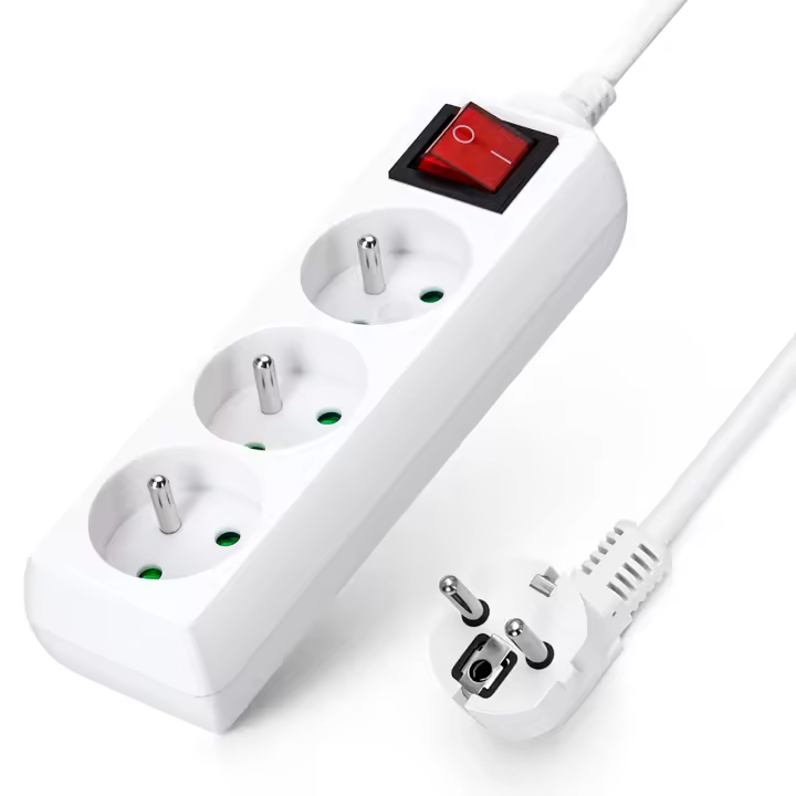 Aigostar Regleta alargador de 3 Tomas con Interruptor y Protección Infantil, 1.5 /5M, Blanco, 16A 250V - 1
