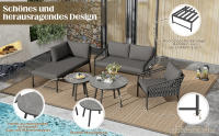 Juego de salón de Jardín, Cuerda Juego de muebles de Jardín, Moderno juego de sofá de exterior Cuerda Tejida a mano, incl. Todos los asientos y Zapatos, Juego de balcón, Jardín y Terraza, Gris - details 4
