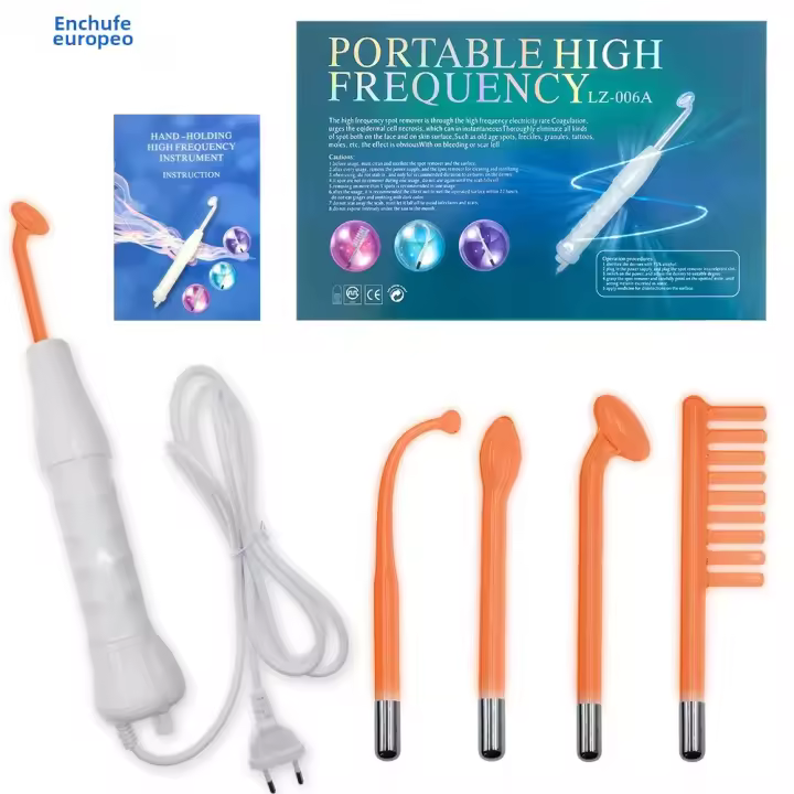 Kit de herramientas faciales profesionales con luz de alta frecuencia, herramienta de tratamiento del acné y cuidado del cabello, regalo HF en CA, 4 Uds. - 1