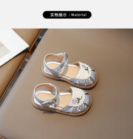 Sandalias De Cuero Para Niñas Princesa Verano 2024 Casual Versátil Retro Sin Tacón Bordado De Flores Suave Suela Medias - details 6