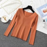Suéter Zoki Para Mujer De Manga Larga Cuello En V Estilo Básico Casual Otoño Invierno Suave Elástico Solido Ajustado - details 12