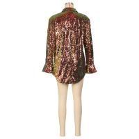Vestido De Cumpleaños Con Lentejuelas Para Mujer Vestido Largo De Fiesta Club Estilo Chaleco Botones Mini Vestido Navidad Polyester Spandex - details 3