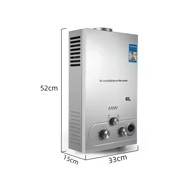 Calentador de agua a Gas GLP, con kit de cabezal de ducha, 12KW/16KW, 6L/8L, caldera de agua de propano sin tanque de acero inoxidable, electrodoméstico para acampar en el hogar - 1