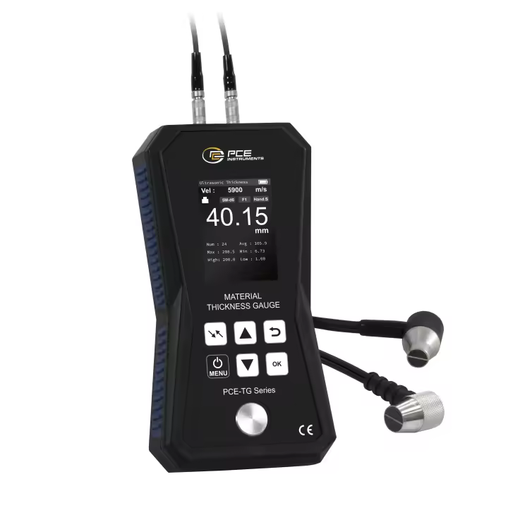 Espesímetro con memoria / Ajuste de la velocidad de ultrasonido / Estándar de calibración integrado en la carcasa / Rango de medición hasta 300 mm / Alarma de valores límite / PCE Instruments - 1