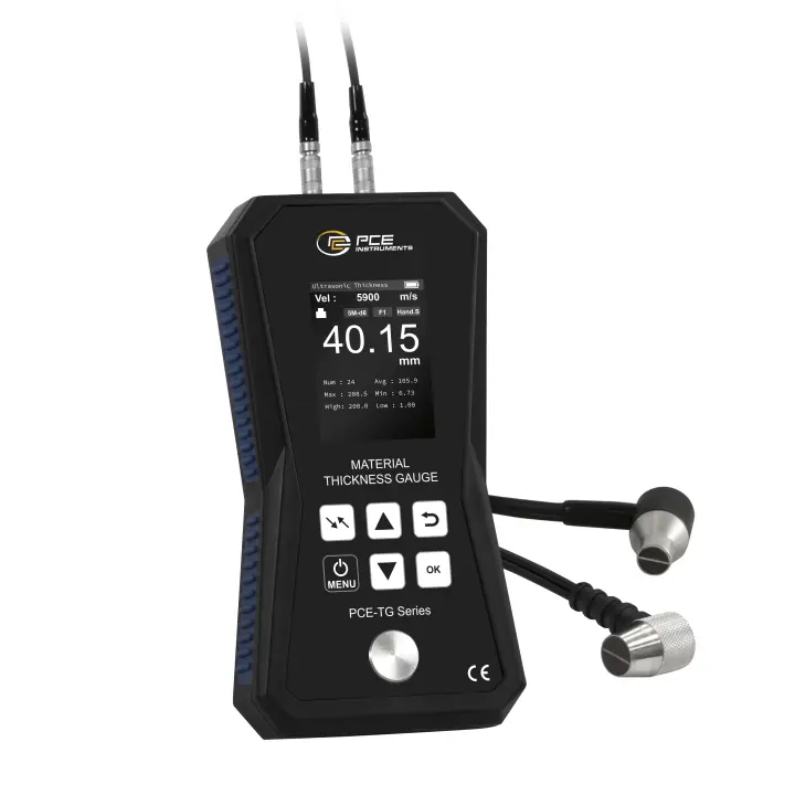 Espesímetro con memoria / Ajuste de la velocidad de ultrasonido / Estándar de calibración integrado en la carcasa / Rango de medición hasta 300 mm / Alarma de valores límite / PCE Instruments - 1