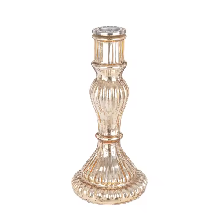 Bizzotto Portavelas Navidad Vidrio Glammer Champagne H 20 Cm - 1