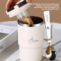 Taza De Café Aislada De 550ml De Acero Inoxidable 304 Con Tapa Y Cuchara Strainer Portátil Para Oficina Y Viaje - details 3