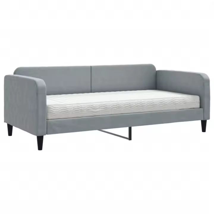 vidaXL Sofá cama con colchón tela gris claro 90x190 cm - 1