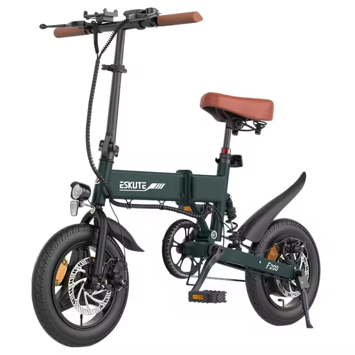 Bicicleta Eléctrica Plegable ESKUTE F200, Motor de 250W, Batería de 36V 7.8Ah, Neumáticos de 14 pulgadas, Velocidad Máxima de 25 km/h, Autonomía de 50 km, Frenos de Disco Mecánicos, Pantalla LCD - 1
