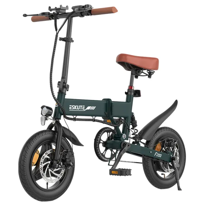 Bicicleta Eléctrica Plegable ESKUTE F200, Motor de 250W, Batería de 36V 7.8Ah, Neumáticos de 14 pulgadas, Velocidad Máxima de 25 km/h, Autonomía de 50 km, Frenos de Disco Mecánicos, Pantalla LCD - 1