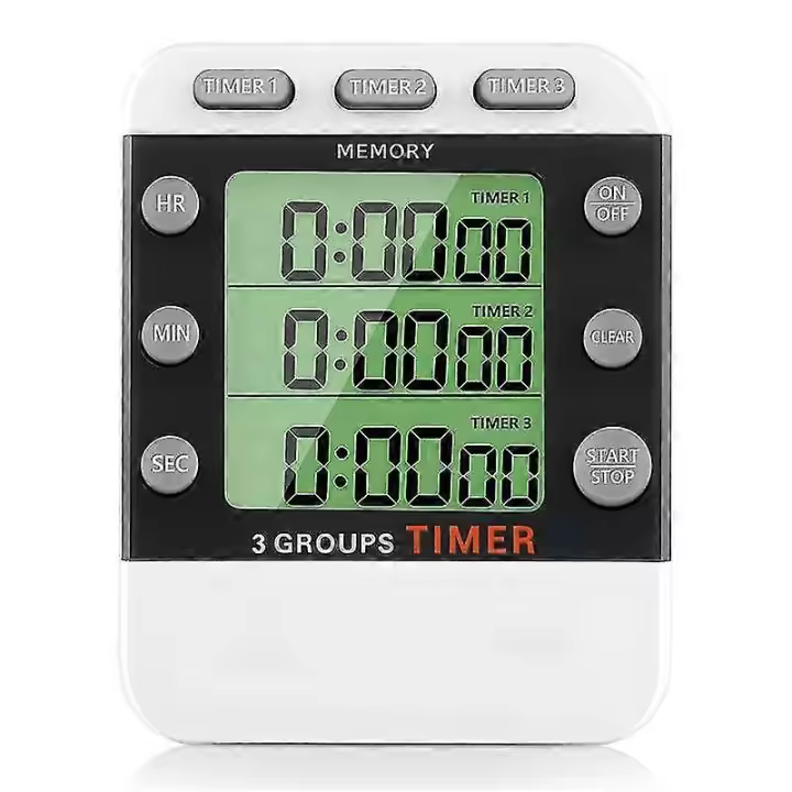 Digital Dual Kitchen Timer, 3 Channels Count Up/down Timer, Triple Cooking Timer, Display, Loud Volume Alarm - 1