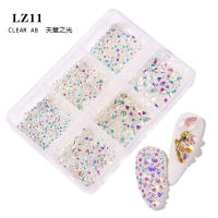 Kit De Diamantes Champagne Para Uñas Con 6 Cuadrículas De AB Cristales Planos Para Arte De Uñas Y Diseño De Manicura DIY Colores Mixtos - details 16