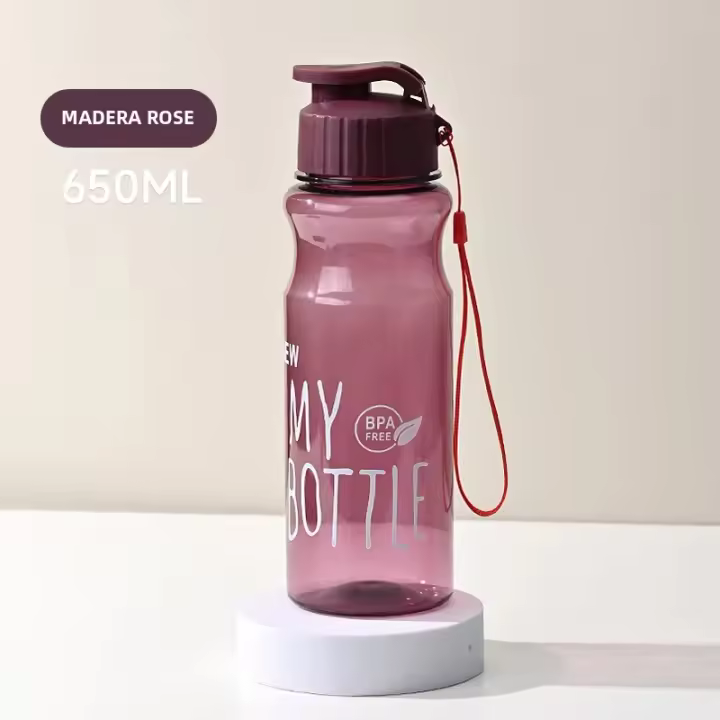 Botella De Agua Transparente Portátil Para Deporte Y Viaje 650ML Para Niñas Y Niños Escuela Gimnasio Viajes Herramientas De Cocina - 1