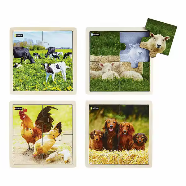 4 Puzzles - Los animales en familia - 4 Piezas - 1