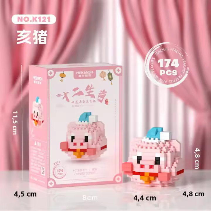 Mini Bloques De Construcción Animales Del Zodíaco Cartoon Mono Perro Conejo Oveja Tigre Cerdo Pollo Juguetes Para Niños Edad Recomendada 3-18 Años Material Foamy Compatible Con Lego - 1