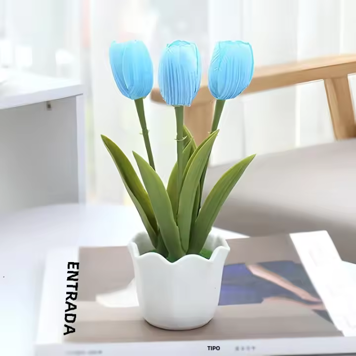 Bonsái Artificial De Tulipán Con Maceta Decoración Para Oficina Hogar Balcón Regalo De Boda Fiesta Adorno Externo Interior - 1