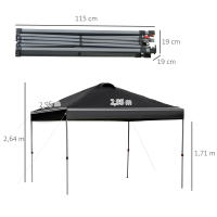Gazebo 2.95X2.95m Gazebo plegable pop-up with estacas y Cordones de Tela Oxford Protección UV Negro - details 6