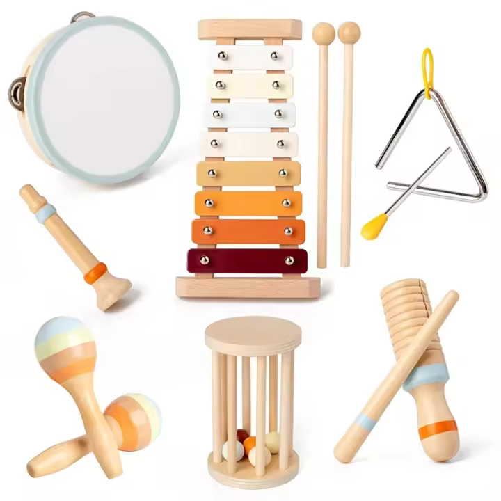Juego De Instrumentos Musicales De Madera Para Bebés Montessori Conjunto De Percusión Con Xilofón Educativo Para Niños En Preescolar Regalos - 1