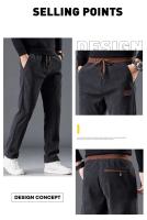 Pantalones De Corduroy Para Hombre Moda Otoño Invierno Tejido De Veludo Bo'ao Pantalones Rectos Negocios Cintura Media Talla Regular - details 2