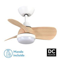 FABRILAMP Ventilador PIRDO Motor DC 24w BLANCO/MADERA - details 0