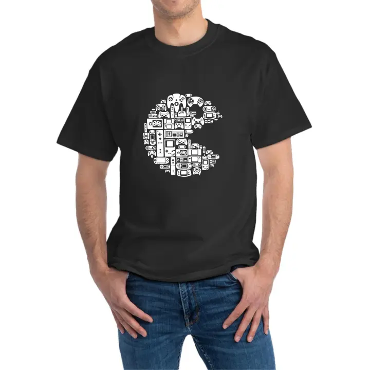 Men's Casual Cotton T-Shirt - Short Sleeve, Round Neck, Graphic Tee with Unique 'C' Design - Perfect for Summer Outings & Sports, Machine Washable - 1