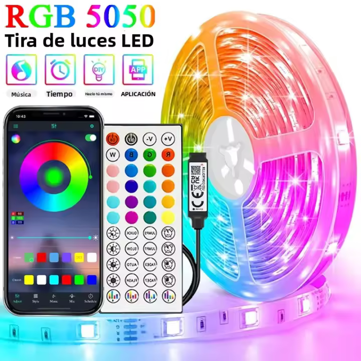 Tiras LED Flexibles RGB 40M/131Ft Con Control Remoto APP Y Música USB 5V Para Decoración De Habitaciones Luz De Fondo Para TV - 1