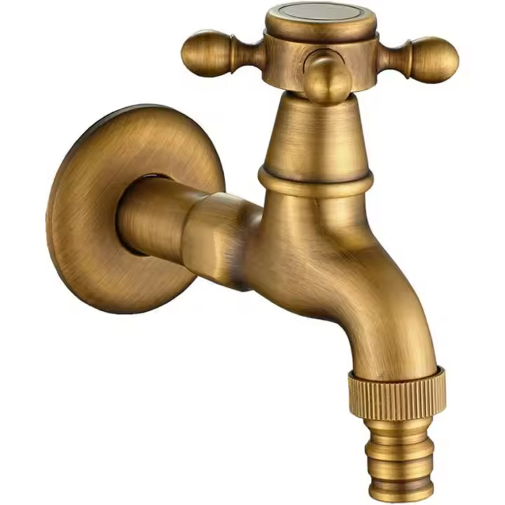 Grifo de La Lavadora with Sola Manija Cruzada Interfaz G1/2 - Grifo en latón de Cocina para Baño Lavabo Jardín(Bronze) - 1