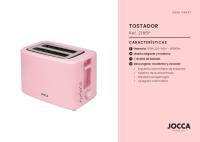 Tostadora Jocca rosa de la línea Sweet con doble ranura ancha para diferentes panes y bollerías diseñado para que este centrado logrando un tostado uniforme, cuenta con 7 niveles y la función de descongelar, recalentar y cancelar junto a 700W de potencia - details 2
