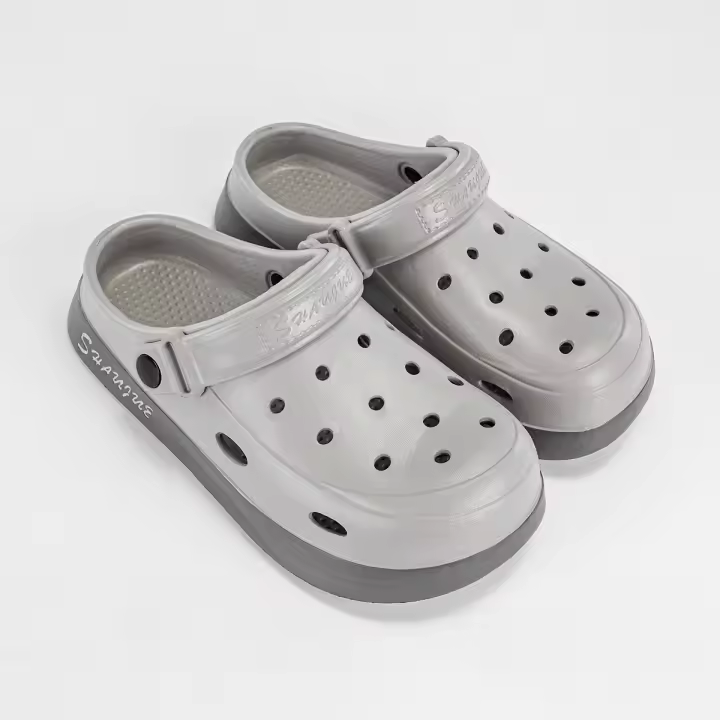 Clogs Doble Color Versátiles Para Hombres Y Mujeres Zapatos De Exteriores Planos Antideslizantes Sandalias Moda 833 Inyección Mouldeado Superior Material EVA Talla Verdadera - 1
