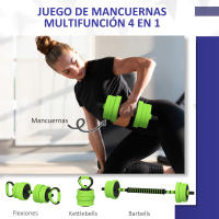 SPORTNOW Kit de Mancuernas 20kg 4 en 1 Juego de Pesas con Kettlebell Barra de Pesas para Entrenamiento de Fuerza en Hogar Gimnasio Oficina - details 3