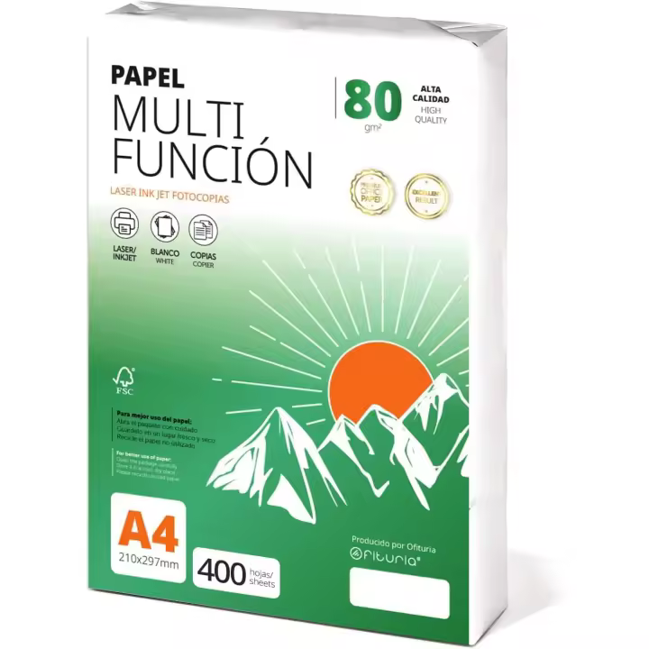 Folios a4 80gr 400 hojas, Papel Multiusos para Impresora, Folios para Impresoras Láser y de Inyección, Fotocopiadora, Para uso Oficina, Material Escolar, Paquete de folios - Ofituria - 1