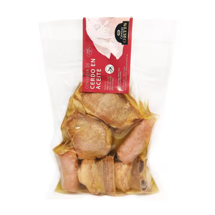 Conserva de cerdo en aceite mezcla (lomo, longaniza y costilla). Carnicas Ortin - 1