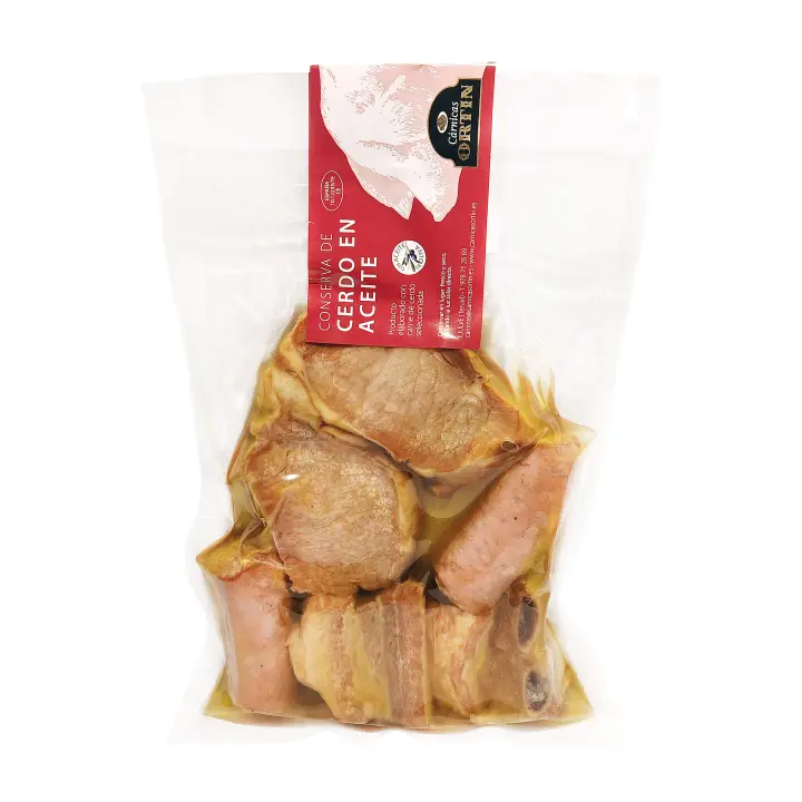 Conserva de cerdo en aceite mezcla (lomo, longaniza y costilla). Carnicas Ortin - 1