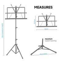 Ociodual Atril Metálico Plegable para Partituras de Música Viajes Desplazamientos Basic Soporte Ajustable Regulable Altura - details 4