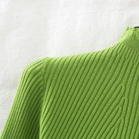 Suéter De Mujer Con Volantes Y Cuello Bajo Largo Manga Larga Tejido Básico Solido Rayado Para Otoño Invierno Top Casual - details 39