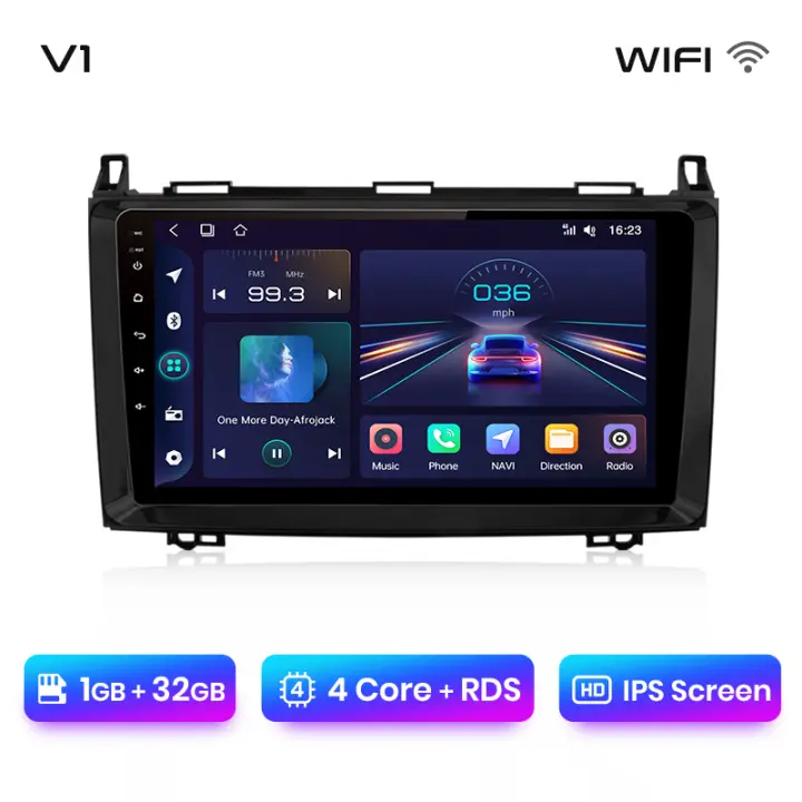 Junsun Tech Android 13 Radio para Benz W169 W245 B200 W906 Sprinter W639 Vito de Coche con Chip Qualcomm de 8 Núcleos CarPlay Inalámbrico Autorradio Estéreo Pantalla HD Multimedia - 1