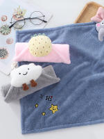 Toalla Cuadrada De Fleece Para Niños Coral Suave Y Gruesa Absorbente De Agua Con Dibujos Animados Colgante Para El Hogar - details 12