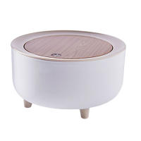 Bandeja De Basura Con Tapa Y Pieza De Madera Gran Capacidad Ecológica Para Cocina Baño Estilo Redondo Plástico Resistente - details 8
