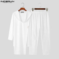 INCERUN Conjunto De Moda Para Hombre Estilo Musulmán Camiseta Larga Y Pantalones 2 Piezas Streetwear Casual Tejido Knit Talla S-5XL - details 3