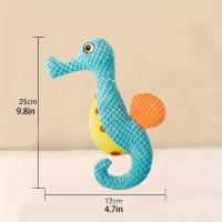 Juguetes Para Perros Resistentes Y Masticables En Forma De Caballito De Mar Juguetes Interactivos Para Compañeros Grandes De Fleece - details 2