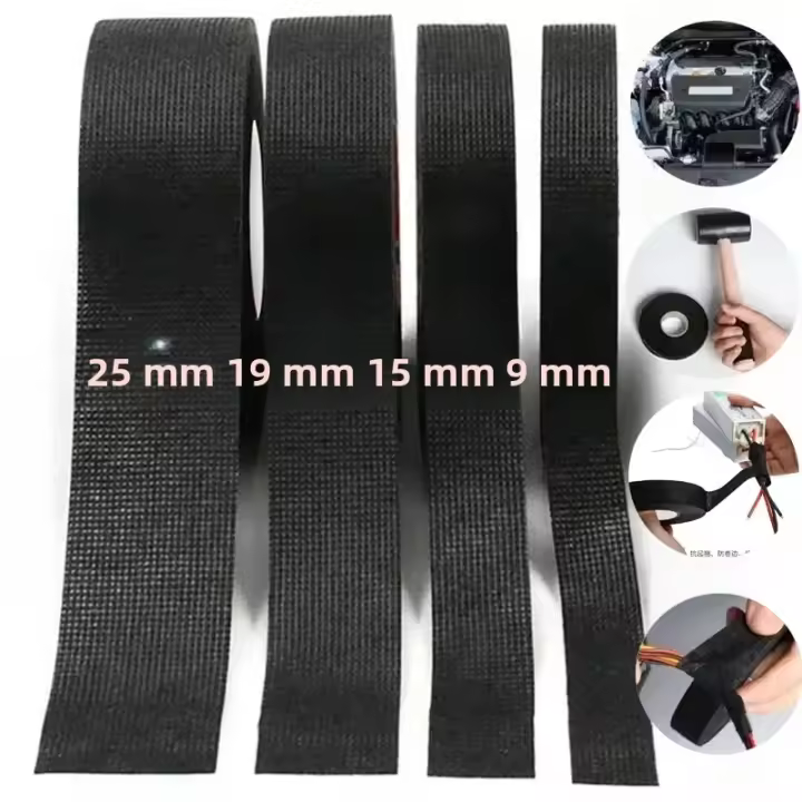 Paquete De Cinta Eléctrica Resistente Al Calor Organizador De Cableado Impermeable Tejido De Algodón Adhesivo Para Automóviles - 1