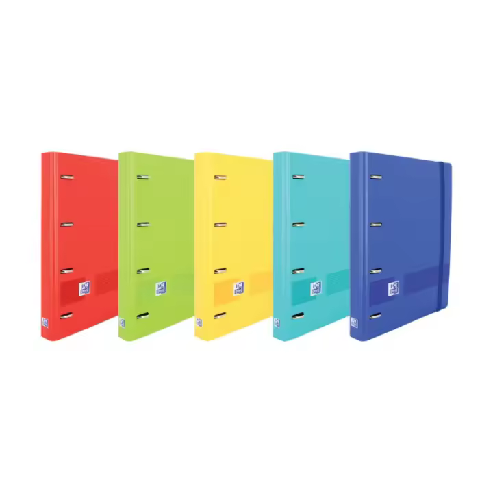 CARPETA OXFORD PLASTICO COLORES PASTEL DE 4 ANILLAS CON RECAMBIO MAS SEPARADORES MAS SOBRE VELCRO - COLORES A ELEGIR - 1