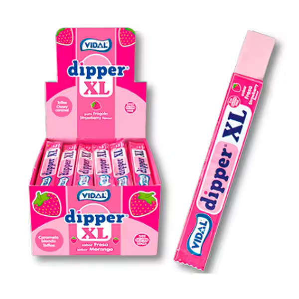 Vidal DIPPER XL - Caramelos Masticables Sabor Fresa (100 Uds) - 1