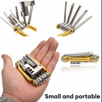 Kit De Reparación De Bicicleta Multifuncional 11 En 1 Herramienta De Ciclismo Con Llaves De Enchufe Destornillador Cadena Hexagonal Y Llaves De Espiga En Aleación De Aluminio Rojo/Azul/Oro/ Negro - details 4