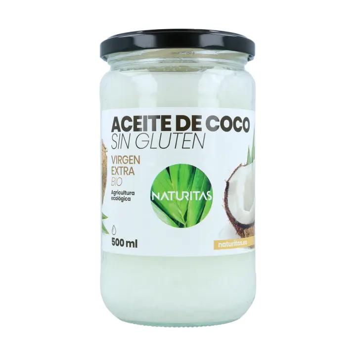 Aceite de Coco Bio Sin Gluten 500 ml NATURITAS  Nutritivo e Hidratante  Ideal para cocinar  Aceite de coco virgen extra - 1